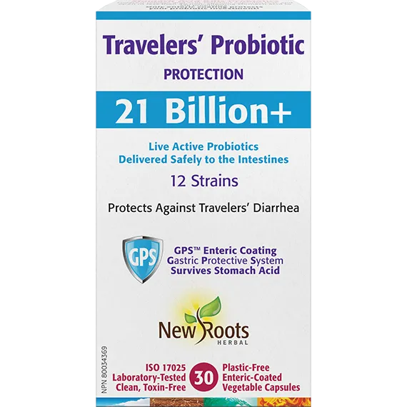 New Roots Travelers Probiotic Protection 21 Billion+ 30 Caps
