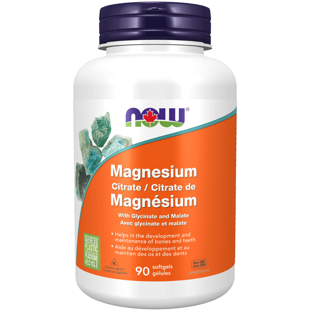 Now Magnesium Citrate with Glycinate and Malate 90 Softgels