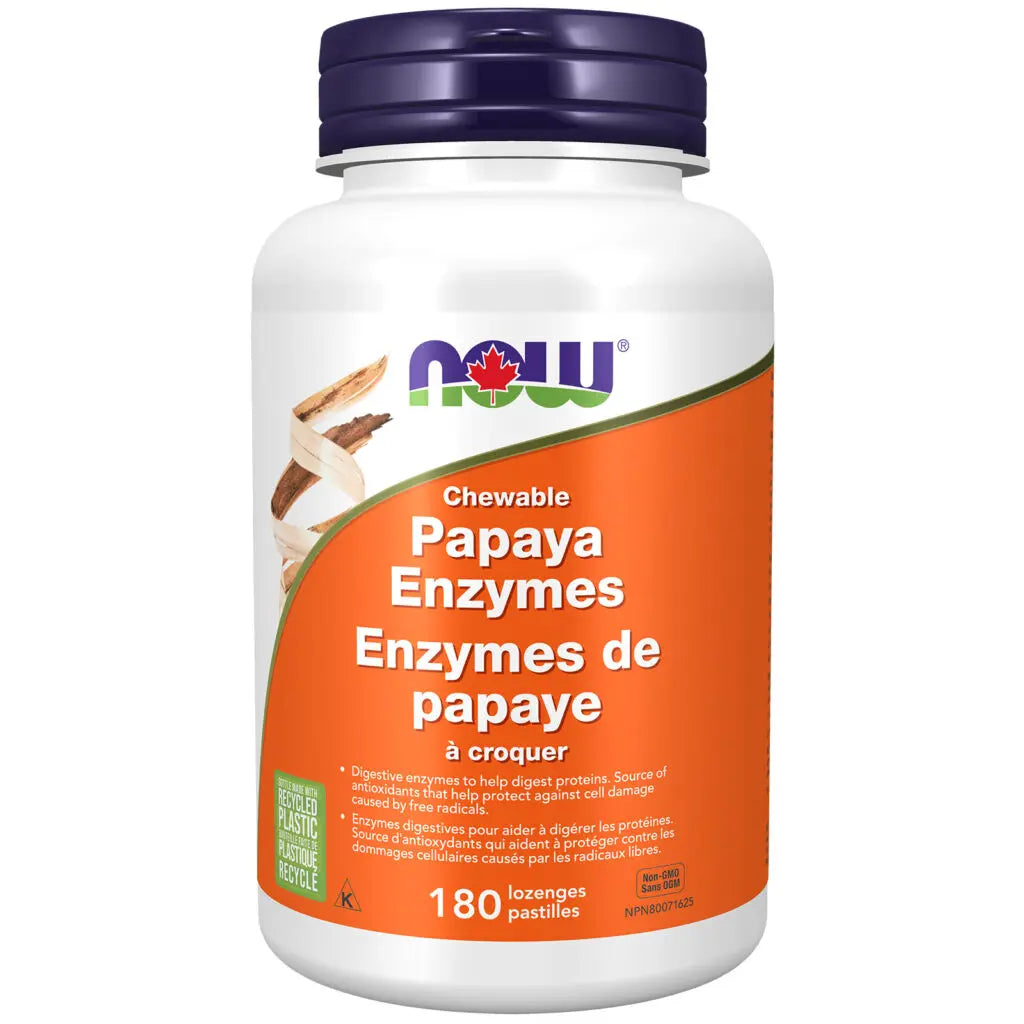 Now Papaya Enzymes 180 Chewable Lozenges