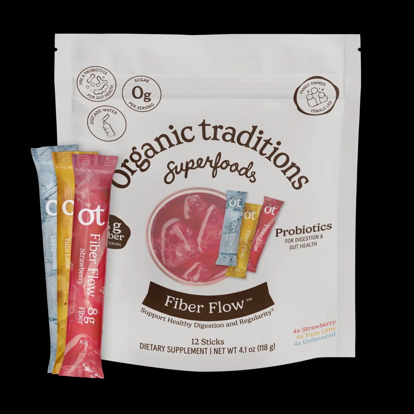 Organic Traditions Fibre Flow Variety Pack 12 Sachets x 10.75g
