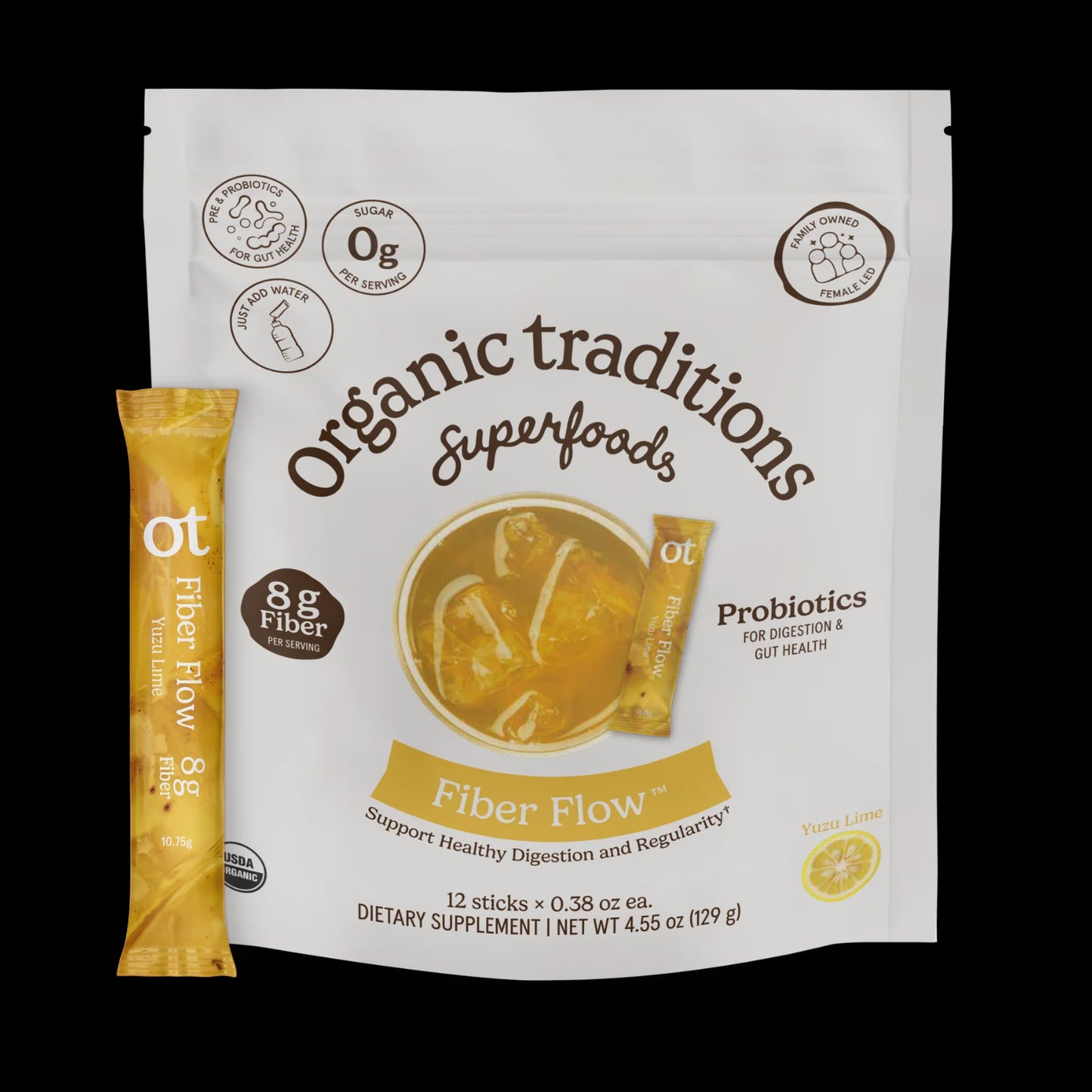 Organic Traditions Fibre Flow Yuzu Lime 12 Sachets x 10.75g
