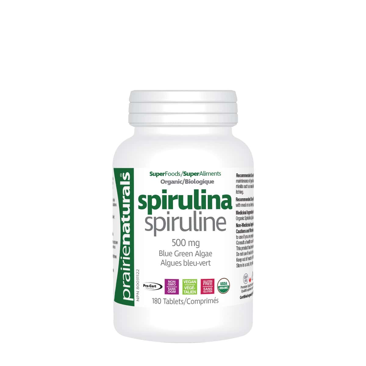 Prairie Naturals Spirulina 180 Tabs