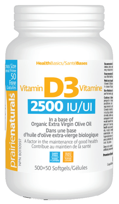 Prairie Naturals Vitamin D3 2500 IU 550 Softgels