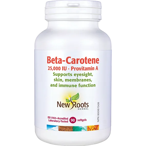 New Roots Beta-Carotene 25,000 IU Provitamin A 90 Softgels