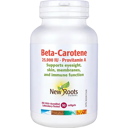 New Roots Beta-Carotene 25,000 IU Provitamin A 90 Softgels