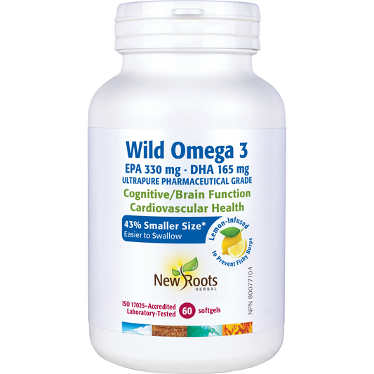 New Roots Wild Omega 3 EPA 330mg-DHA 165mg Lemon 60 Soft gels