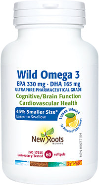 New Roots Wild Omega 3 EPA 330mg-DHA 165mg Lemon 60 Soft gels