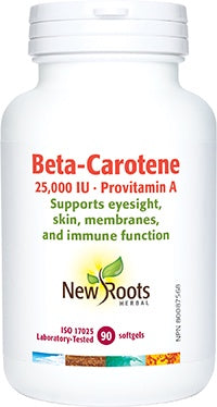 New Roots Beta-Carotene 25,000 IU Provitamin A 90 Softgels