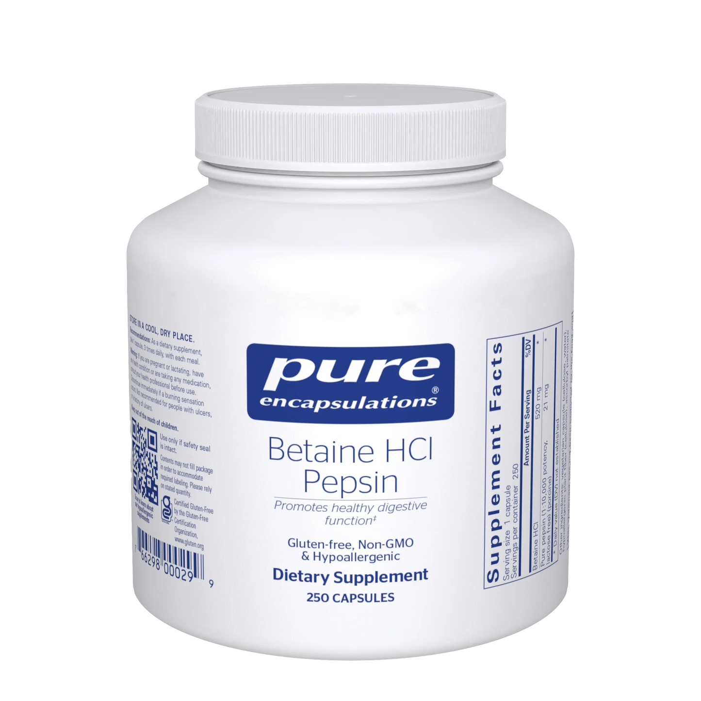 Pure Encapsulations Betaine HCL Pepsin 250 caps