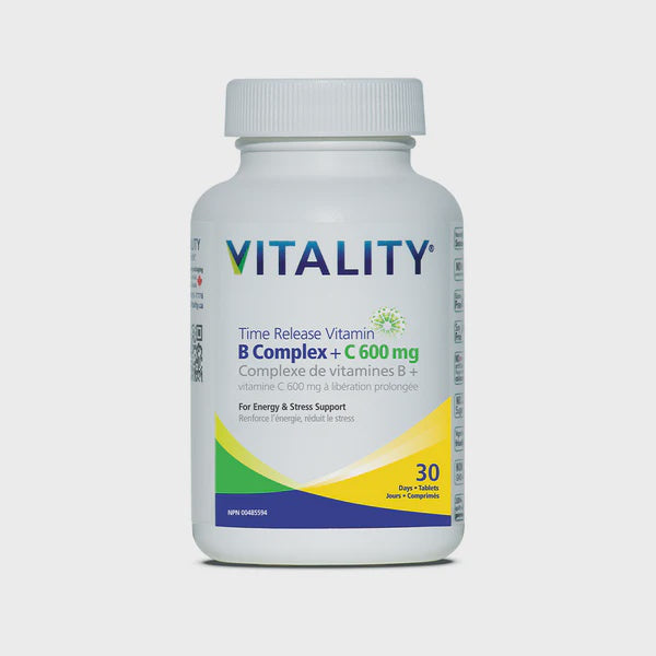 Vitality Time Release B Complex + C 600 mg 30 Tabs