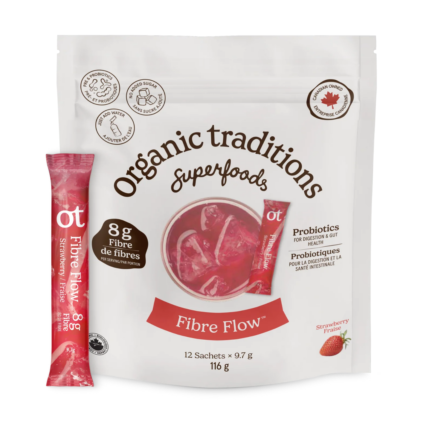 Organic Traditions Fibre Flow Strawberry 12 Sachets x 10.75g