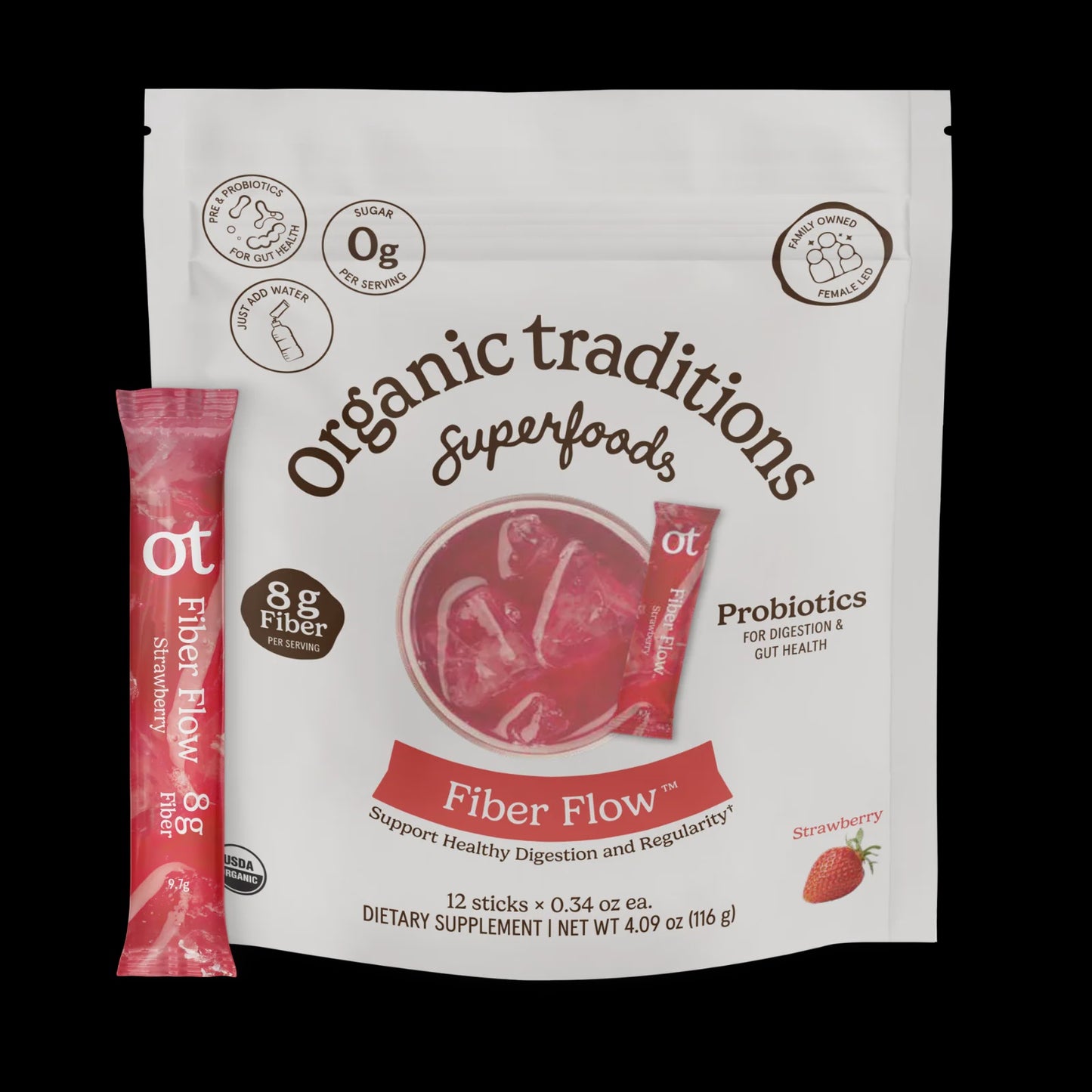 Organic Traditions Fibre Flow Strawberry 12 Sachets x 10.75g