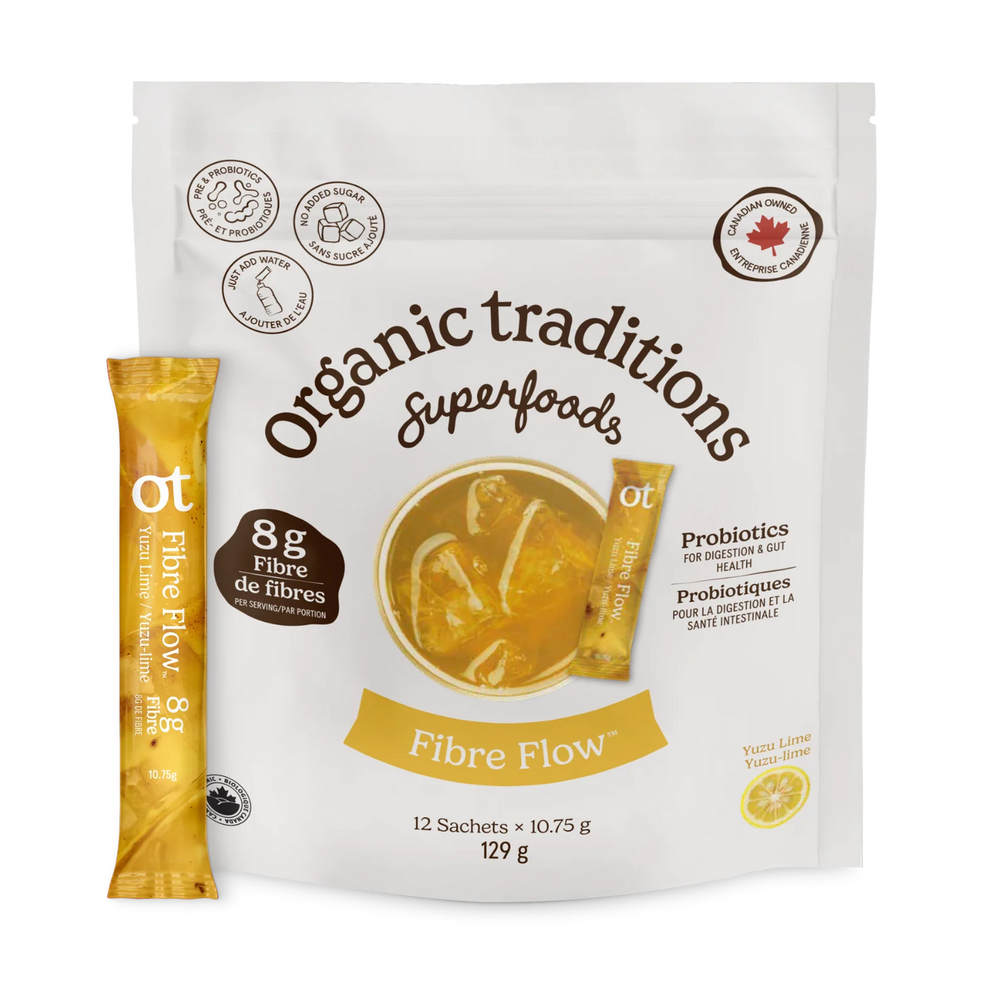 Organic Traditions Fibre Flow Yuzu Lime 12 Sachets x 10.75g