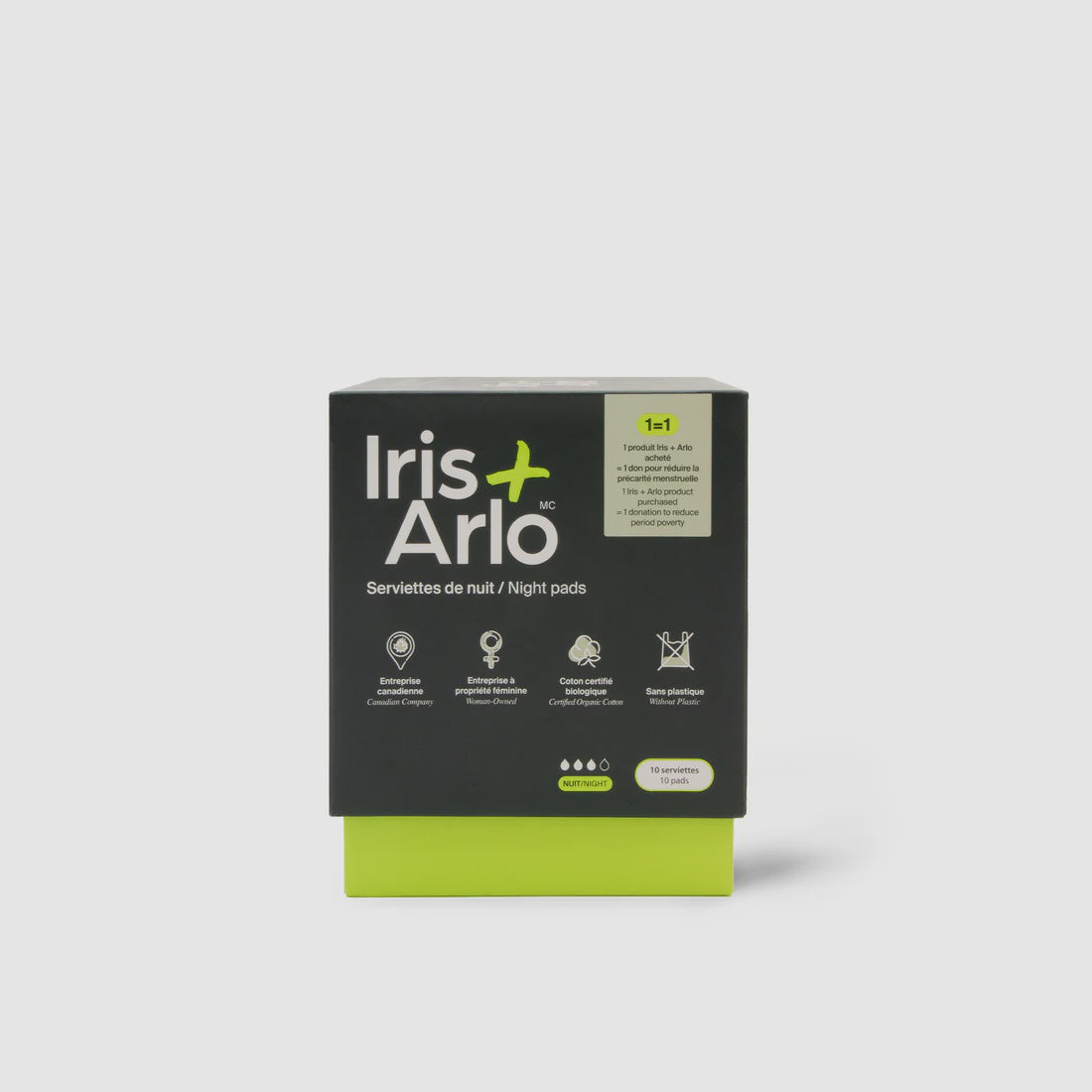 Iris + Arlo Organic Cotton Night Pads 10 pack