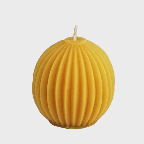 Honey Candles Fluted Sphere Natural Beeswax Candle