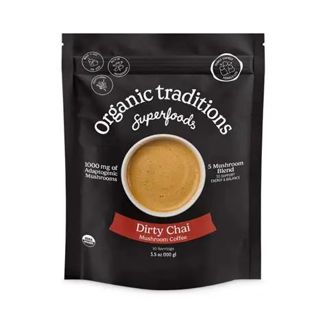 Organic Traditions Dirty Chai 5 Mushroom Coffee 100g
