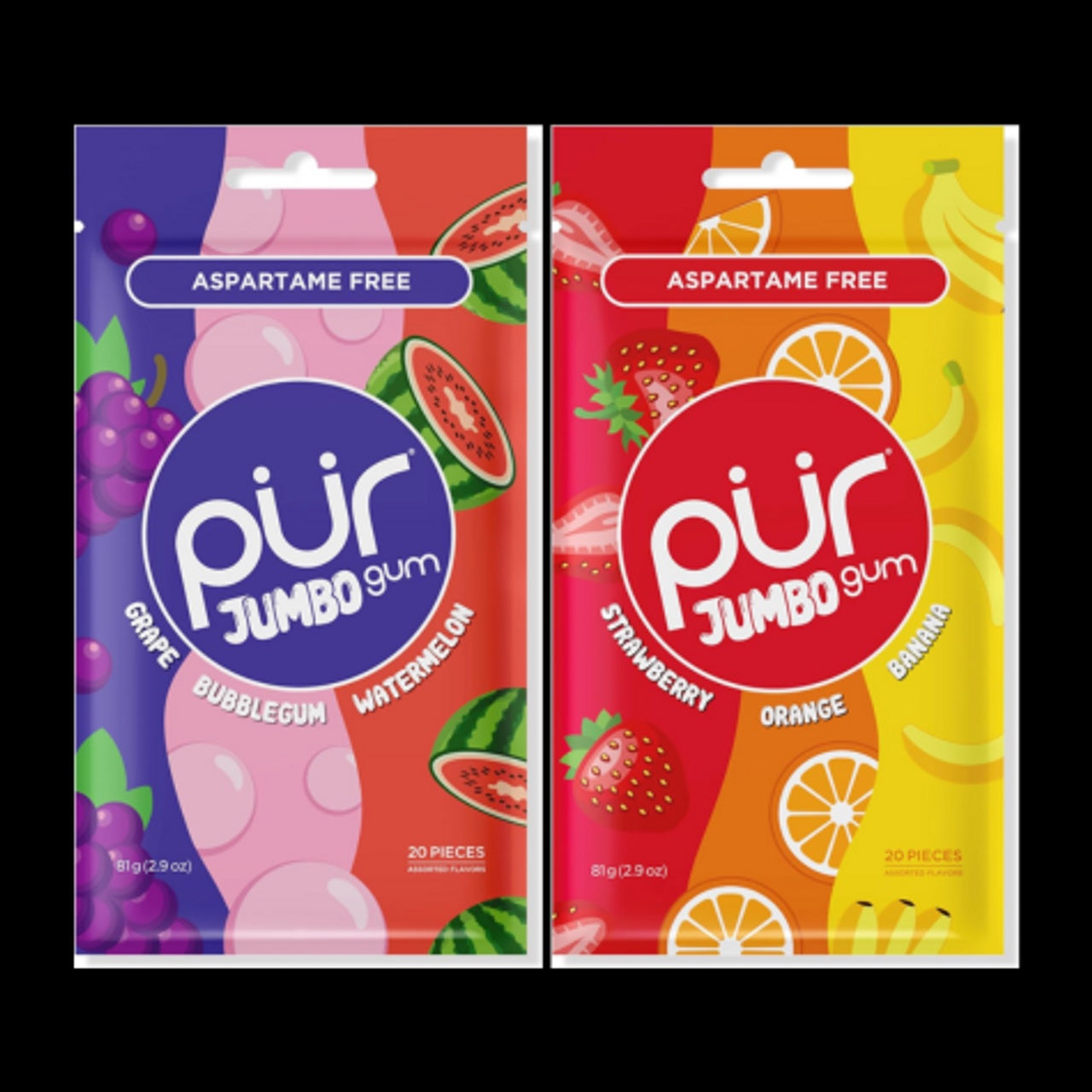 Pur Gum Jumbo Fruit Flavor Gum 20 Pieces