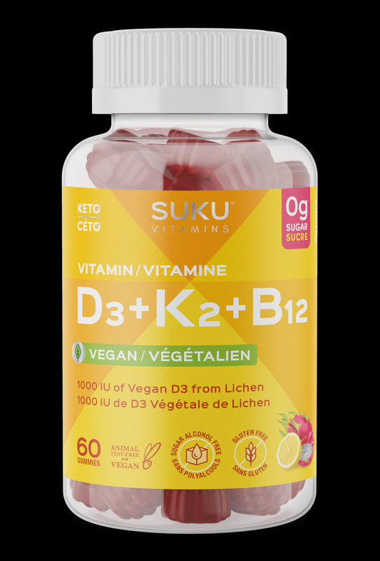 Suku Vitamins D3 + K2 +B12 60 Gummies