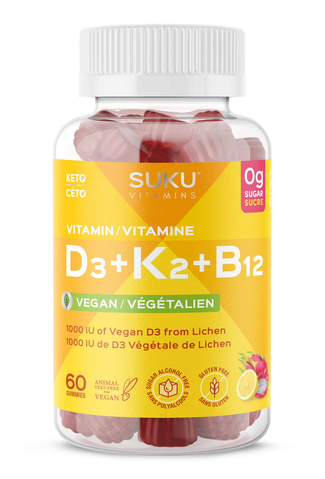 Suku Vitamins D3 + K2 +B12 60 Gummies
