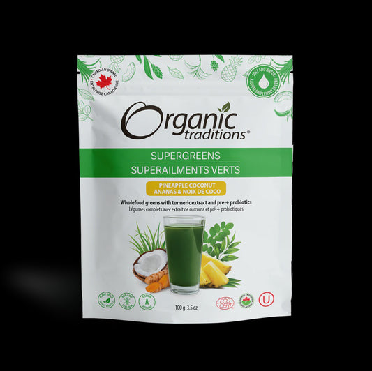 Organic Traditions Super Greens Pineapple Coconut 100g