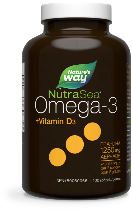 NutraSea Omega 3 +Vitamin D Liquid Gels 100 Soft gels
