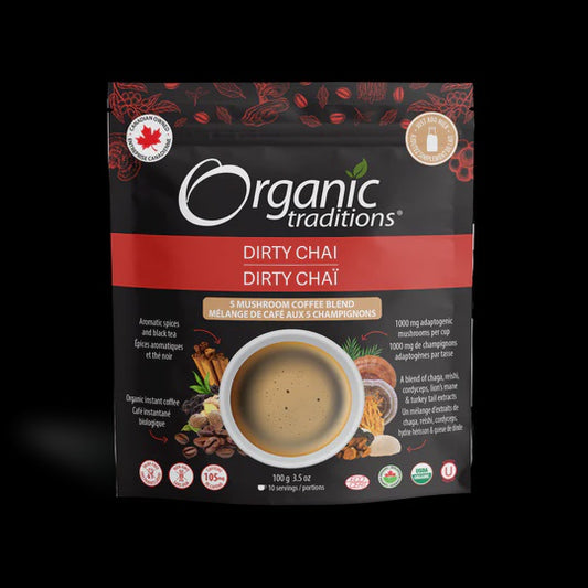 Organic Traditions Dirty Chai 5 Mushroom Coffee 100g